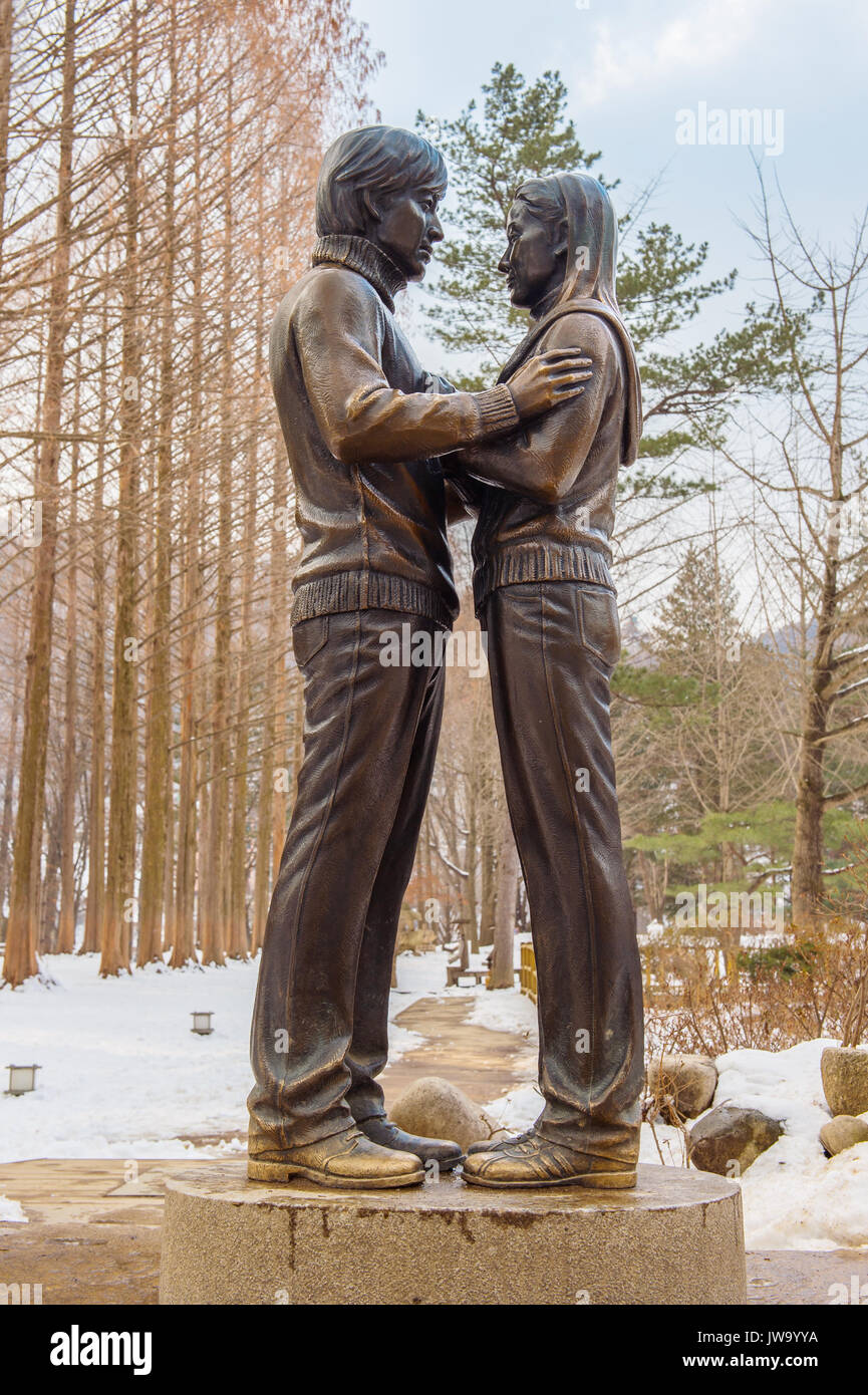 Célèbre statue à l'Île de Nami,Corée du Sud Banque D'Images