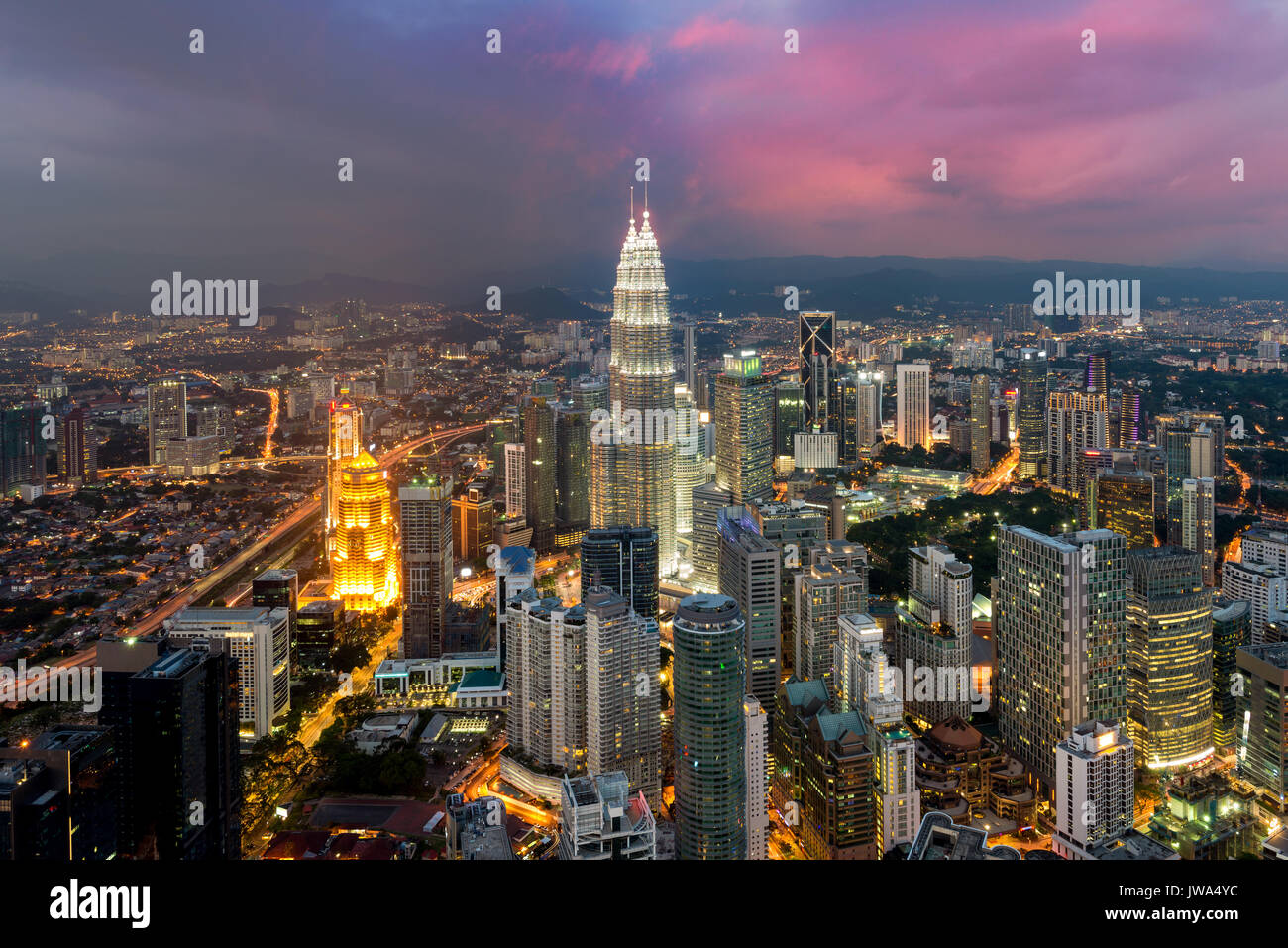 Kuala lumpur skyline dans la nuit, la Malaisie, Kuala Lumpur est la capitale de la Malaisie Banque D'Images