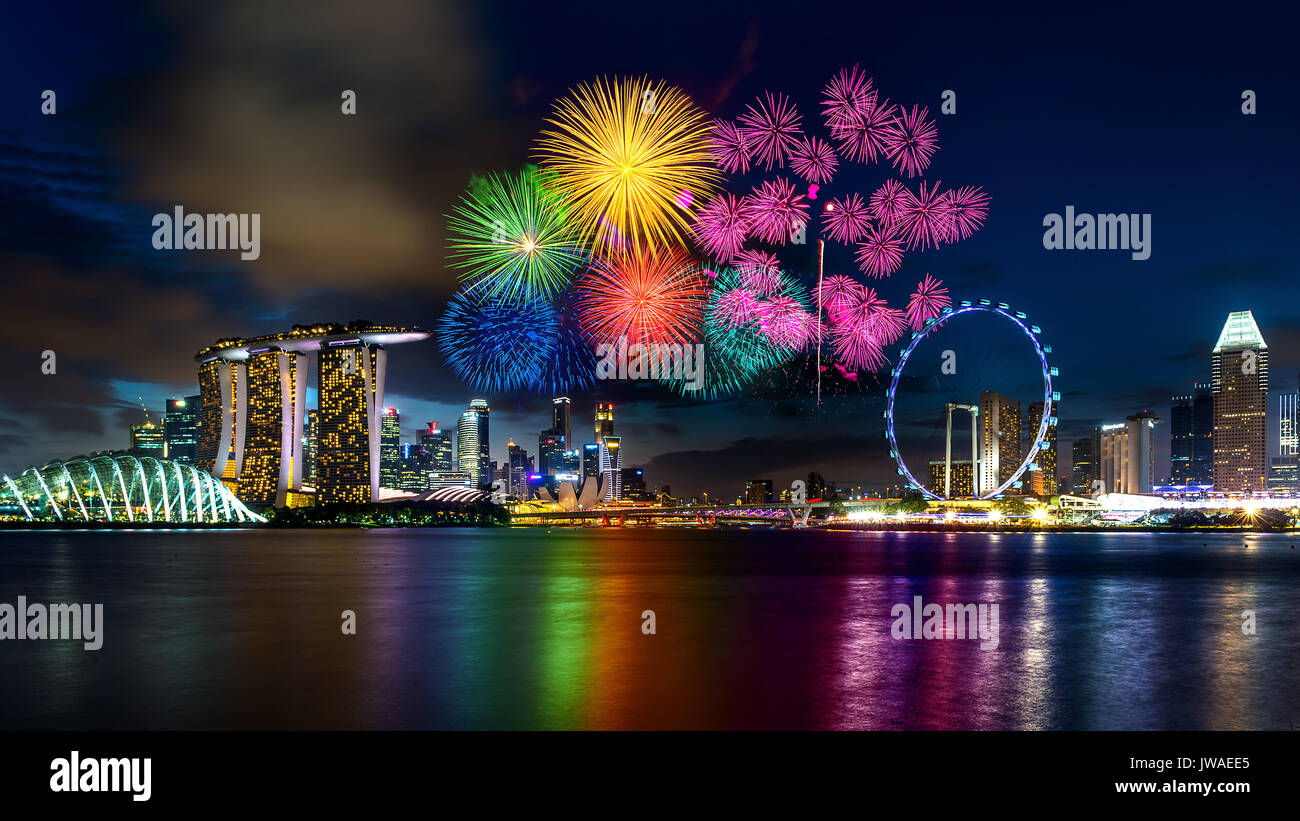 D'artifice à Singapour. Banque D'Images