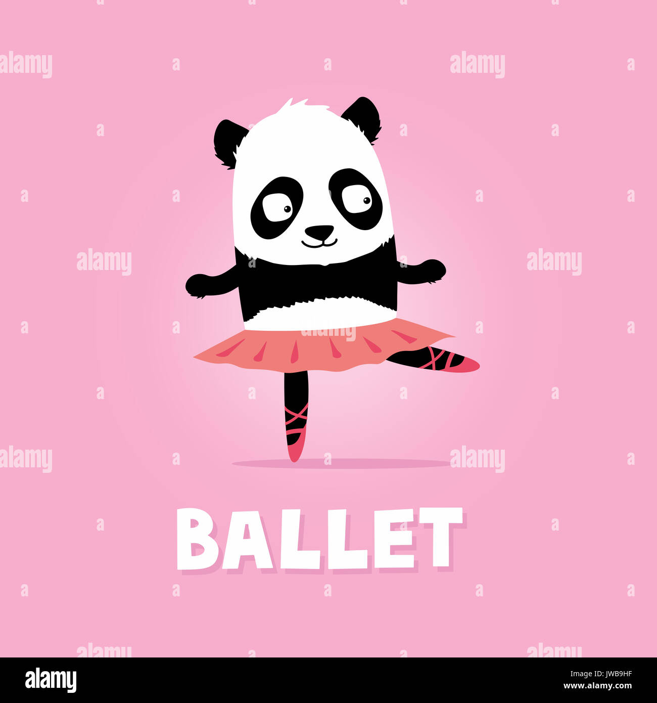 Ballerine panda. Cute cartoon illustration sur fond rose Banque D'Images