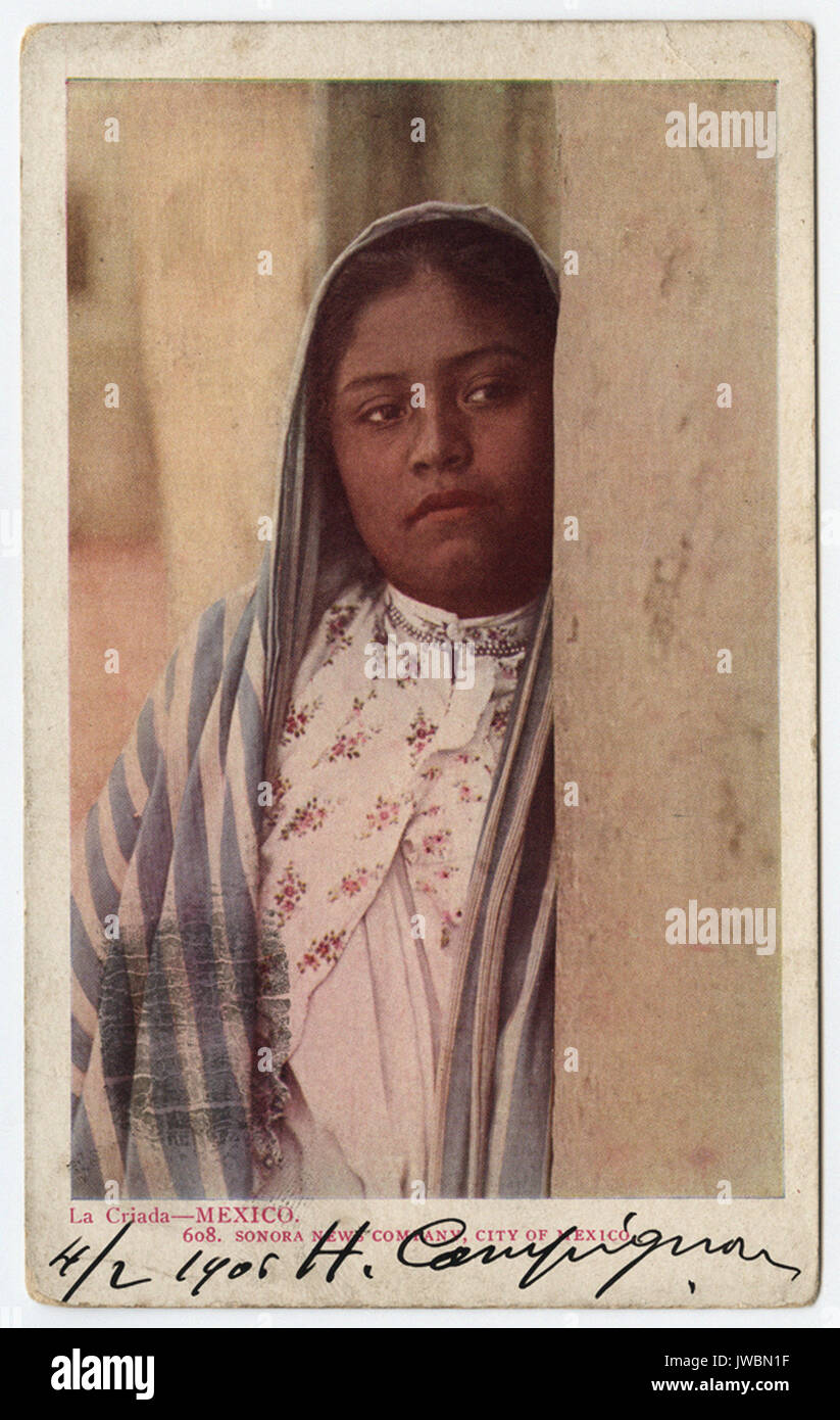 La criada âgée - Mexique. - Cartes postales du Mexique au début Banque D'Images