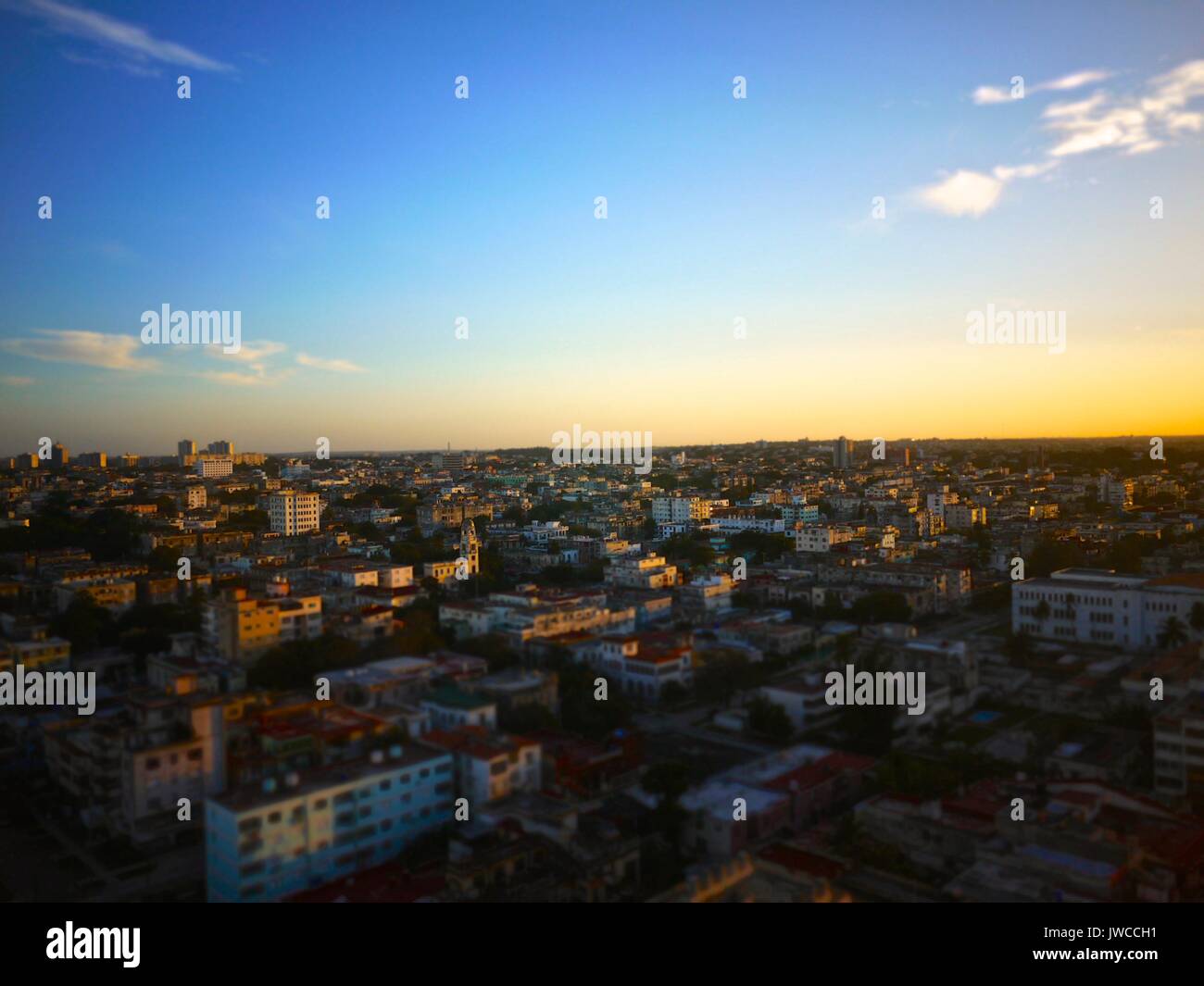 Vue aérienne d'El Vedado à La Havane. Banque D'Images