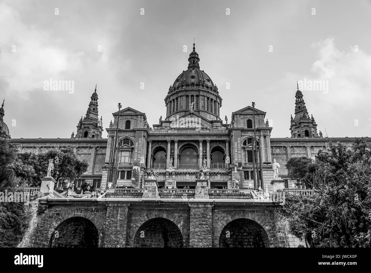 Musée MNAC au Palais National de Barcelone - Palau Nacional à Barcelone Banque D'Images