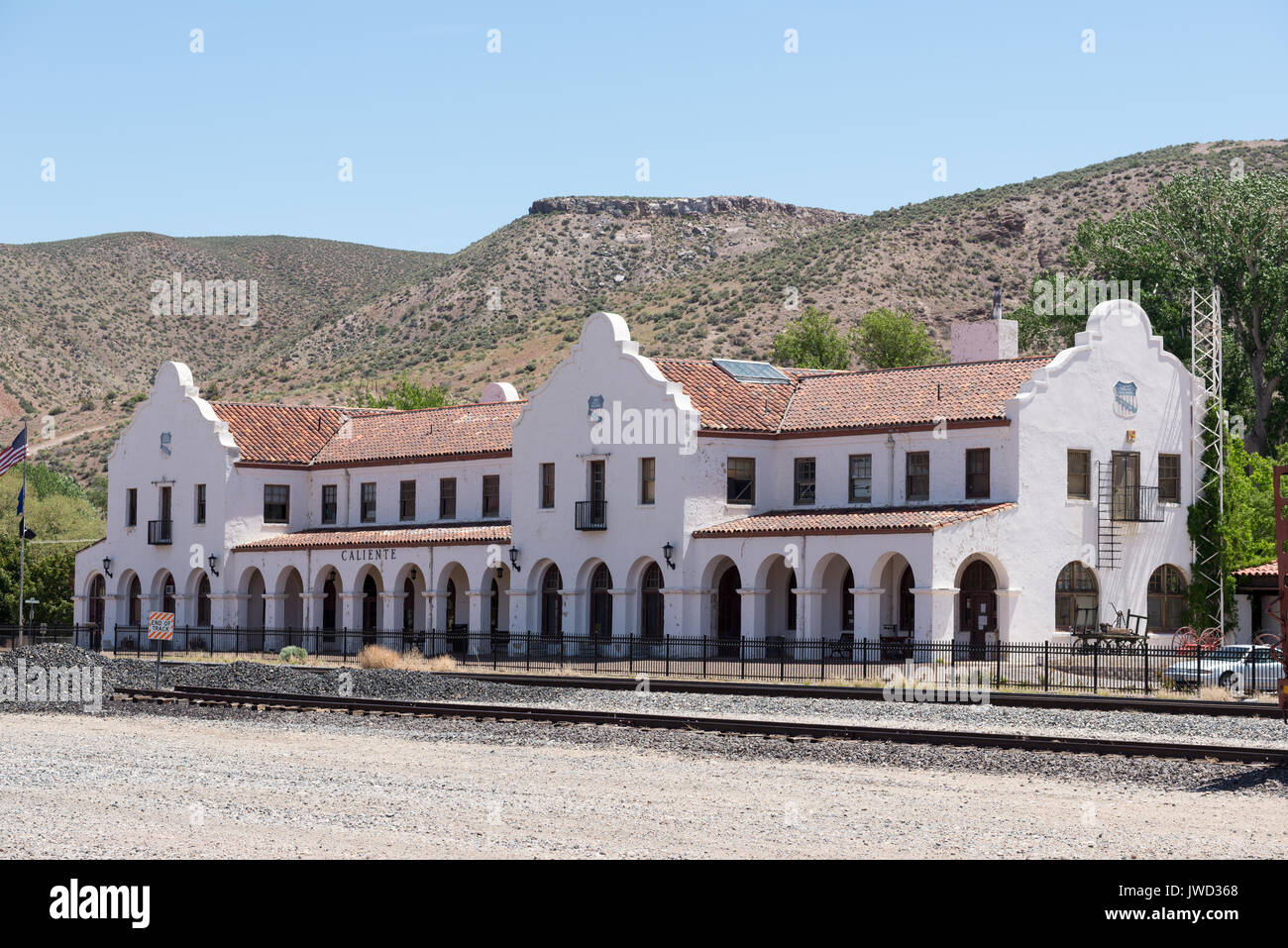 Caliente Railroad Depot à Caliente, Nevada. Banque D'Images