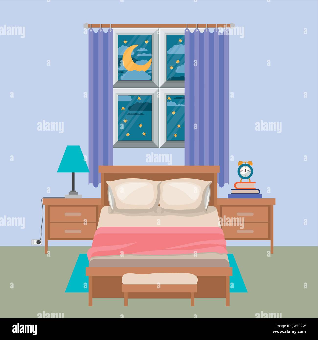 Arrière-plan Couleur de chambre avec fenêtre dans le paysage de nuit Image  Vectorielle Stock - Alamy