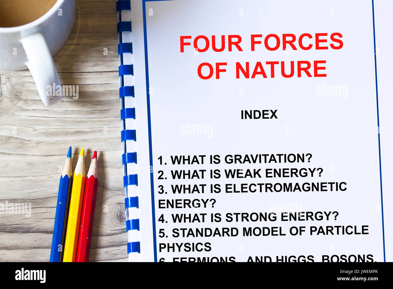 Quatre forces de la nature conférence - physique des particules pur concept. Banque D'Images