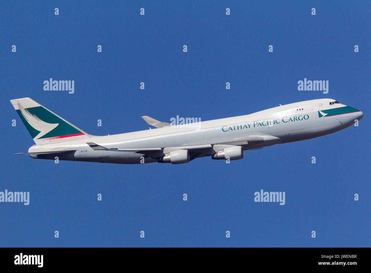 Cathay Pacific Airways Cargo Boeing 747-467F/ER-SCD B-LID au départ de l'Aéroport International de Melbourne. Banque D'Images