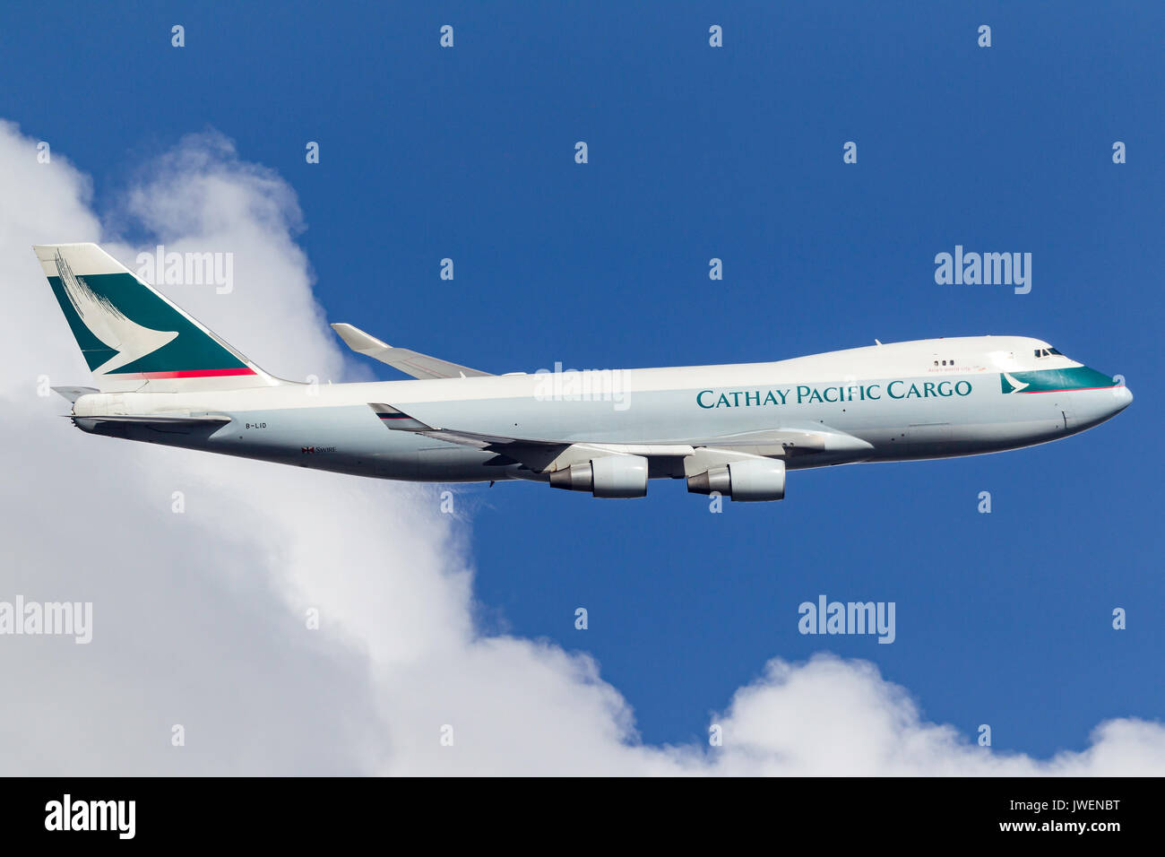 Cathay Pacific Airways Cargo Boeing 747-467F/ER-SCD B-LID au départ de l'Aéroport International de Melbourne. Banque D'Images