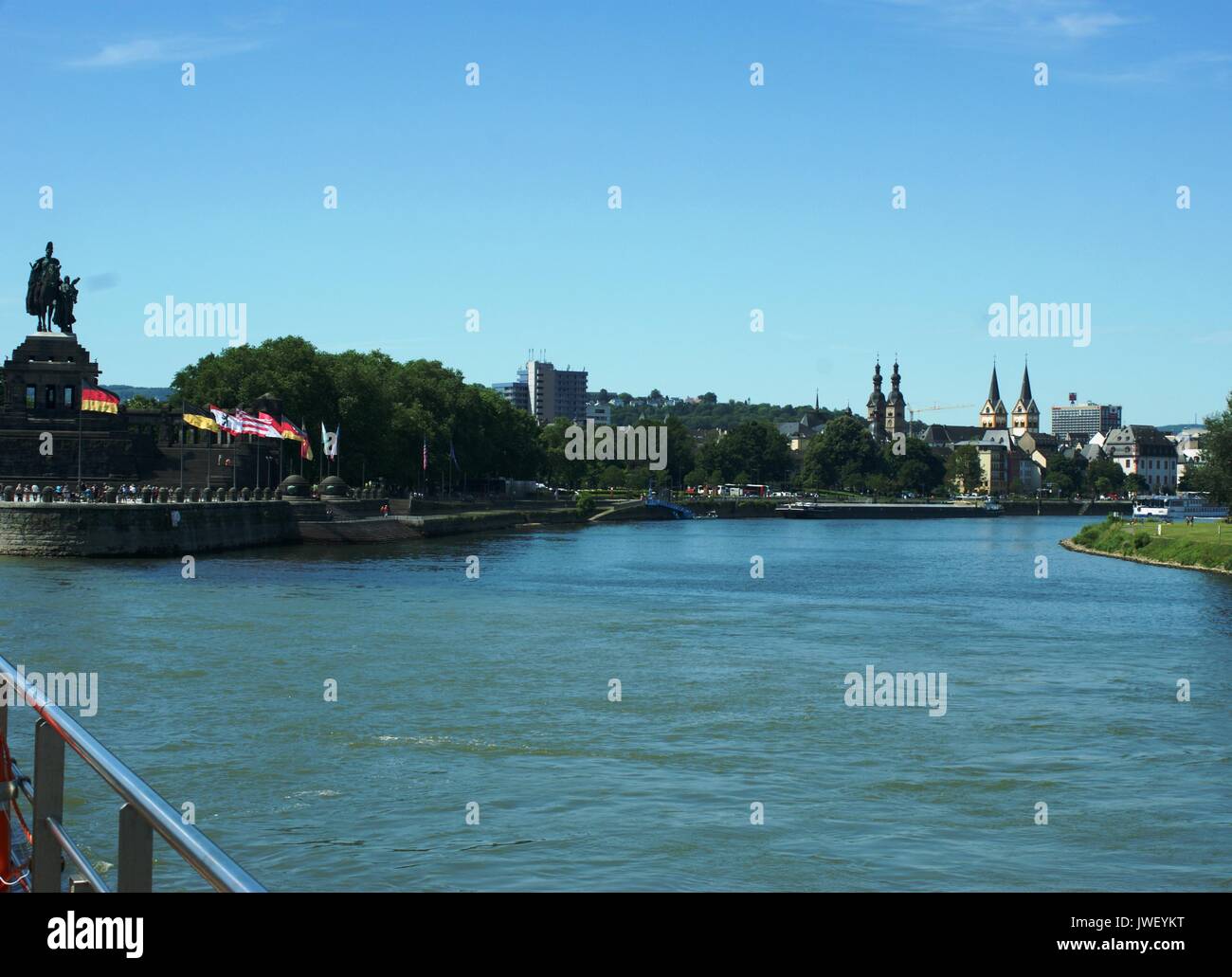 Le confluent des rivières Rhin et Moselle Koblenz, Allemagne Banque D'Images