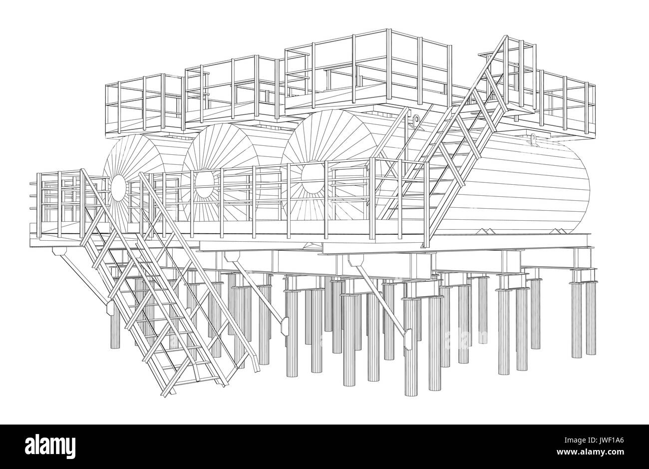 L'équipement industriel. Style fil de fer Illustration de Vecteur