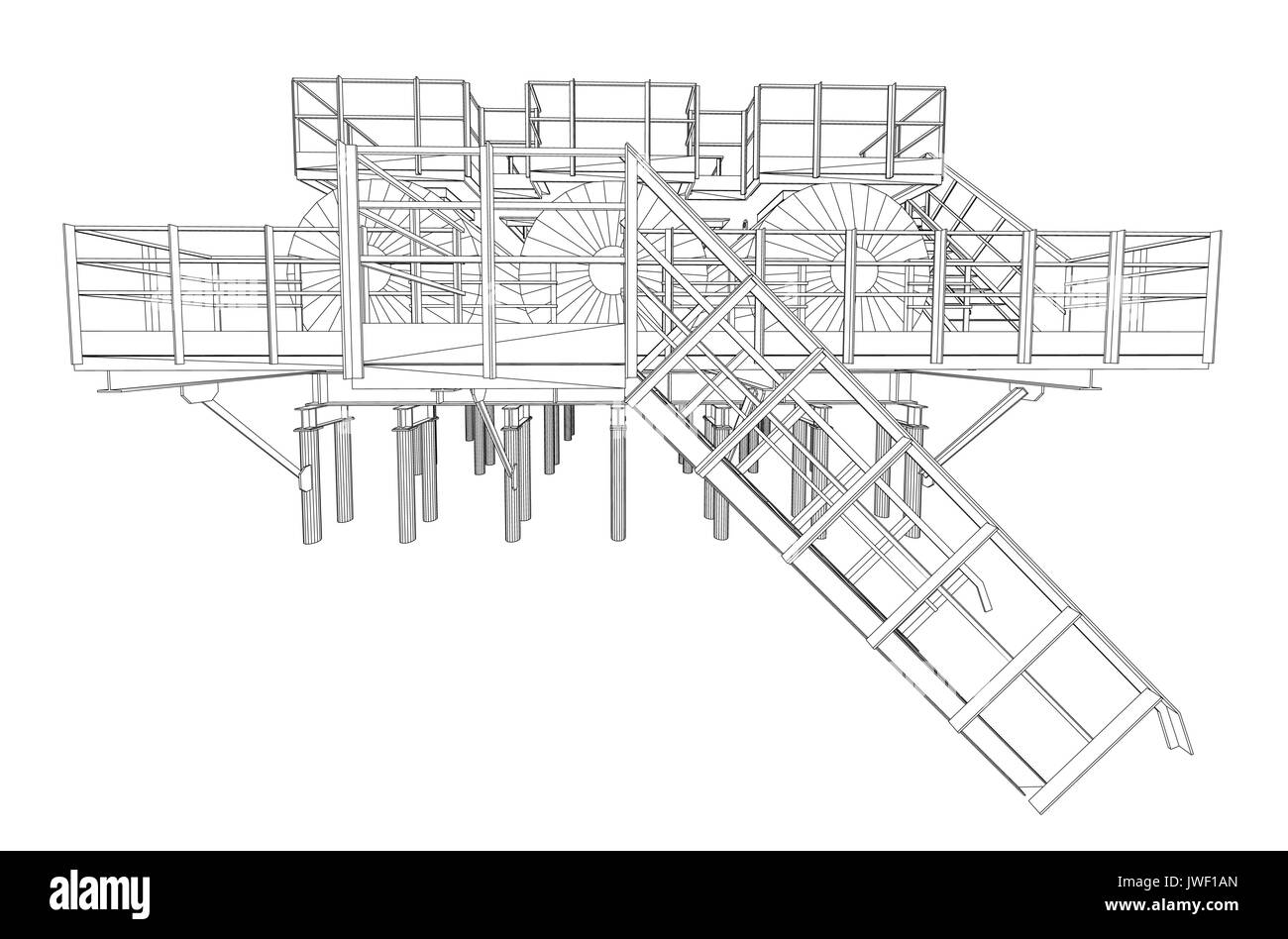 L'équipement industriel. Style fil de fer Illustration de Vecteur