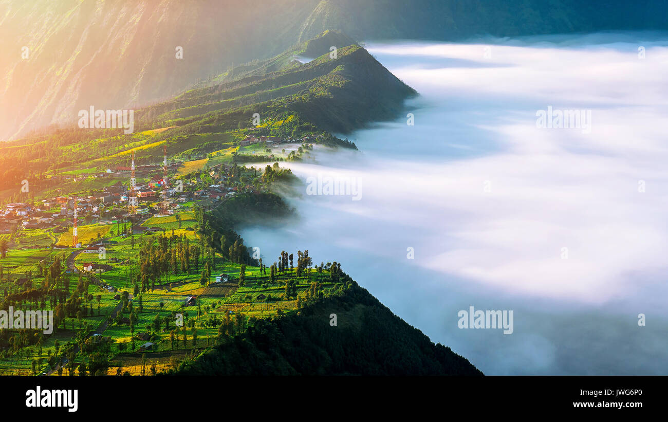 Cemoro Lawang village à monter en parc national de Bromo tengger semeru, l'Est de Java, Indonésie Banque D'Images