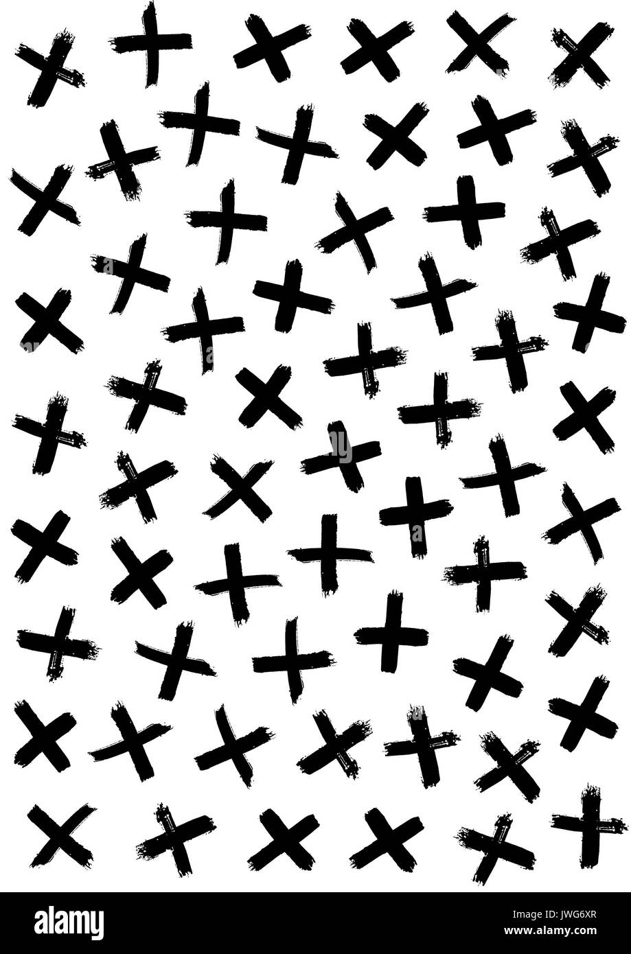 Course à la main noire sur fond blanc. Un modèle utilisé pour le textile, papier peint, papier d'emballage, site web Banque D'Images