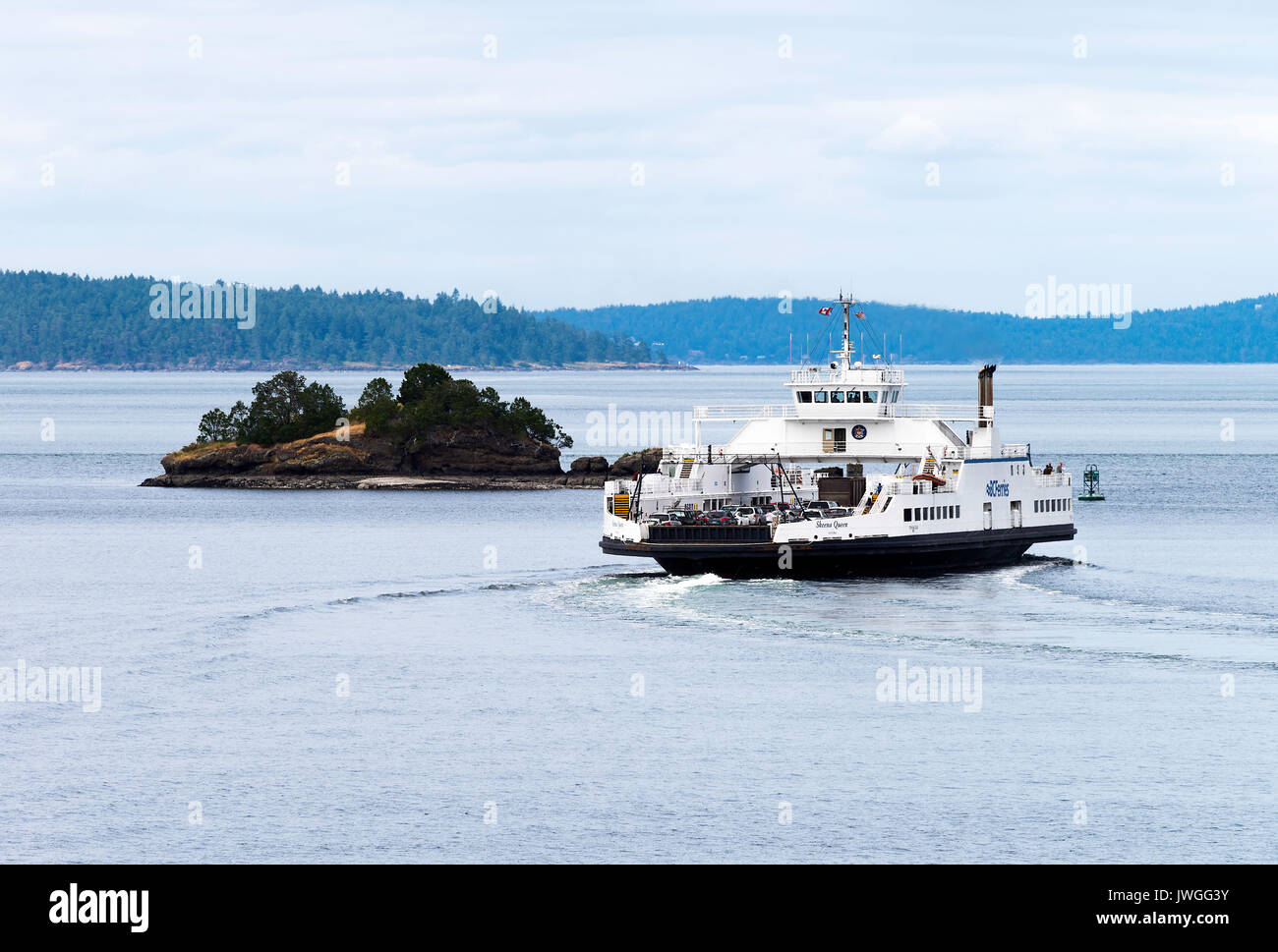 La BC Ferries Car Ferry MV à Skeena Queen avec les voitures et les passagers de Swartz Bay l'île de Vancouver, British Columbia Canada Banque D'Images