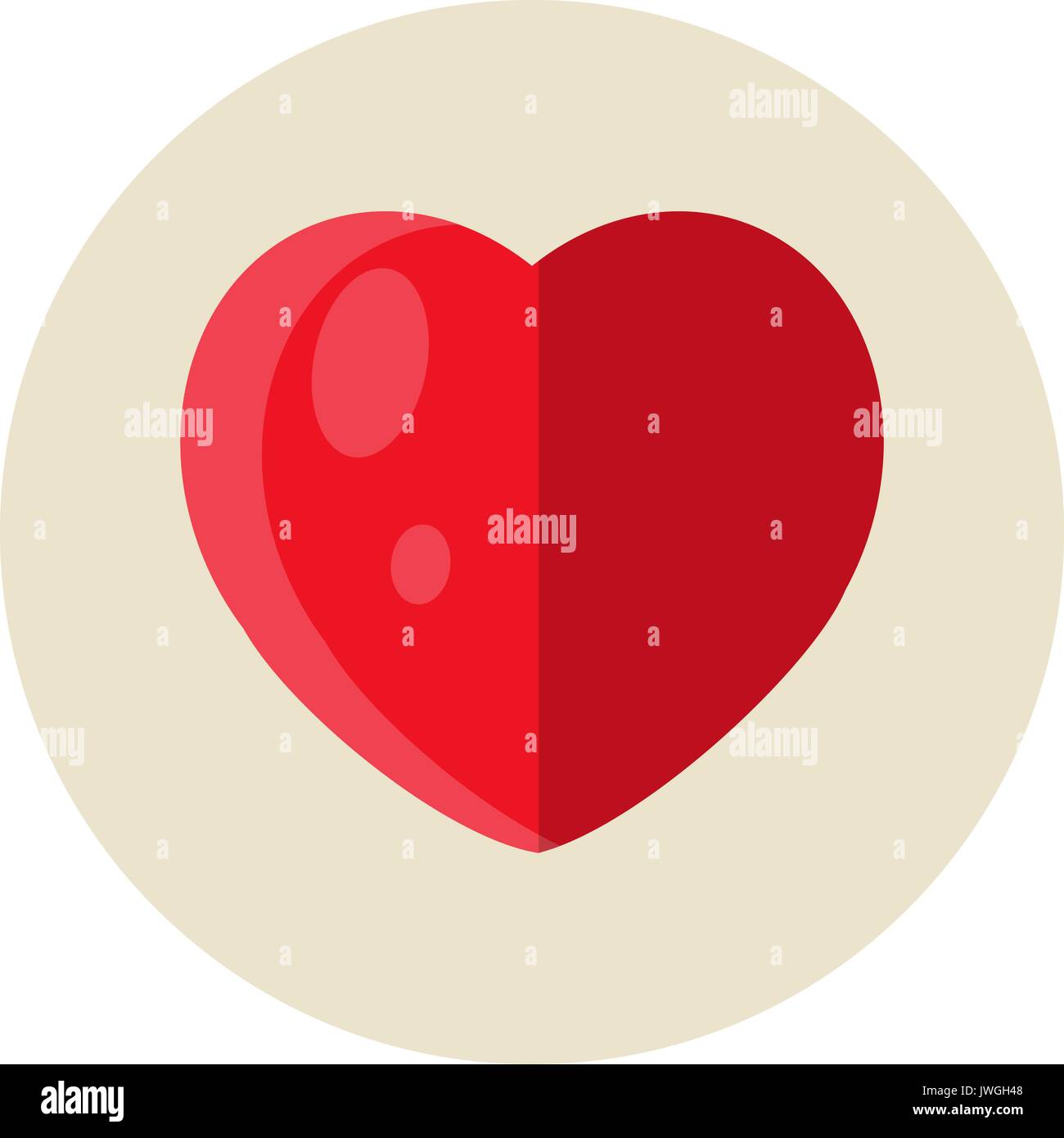 Appartement coeur avec surbrillance à l'icône de cercle côté Illustration de Vecteur