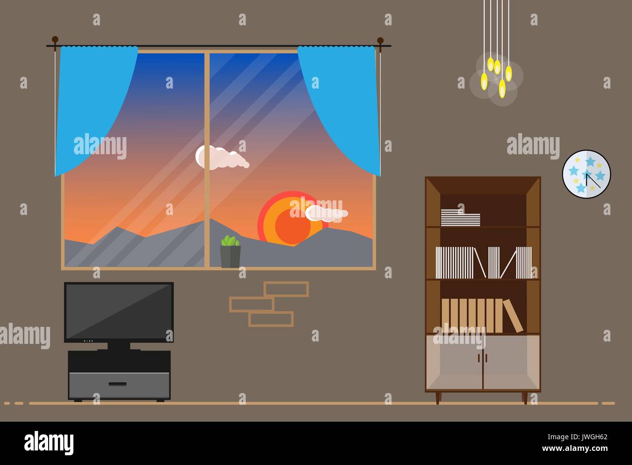 Fenêtre dans la chambre Illustration de Vecteur