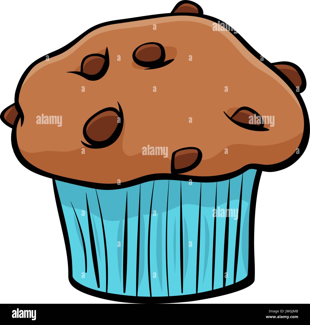 Cartoon Illustration de Sweet Gâteau Muffin au chocolat avec des morceaux de Clip Art Objet alimentaire Illustration de Vecteur
