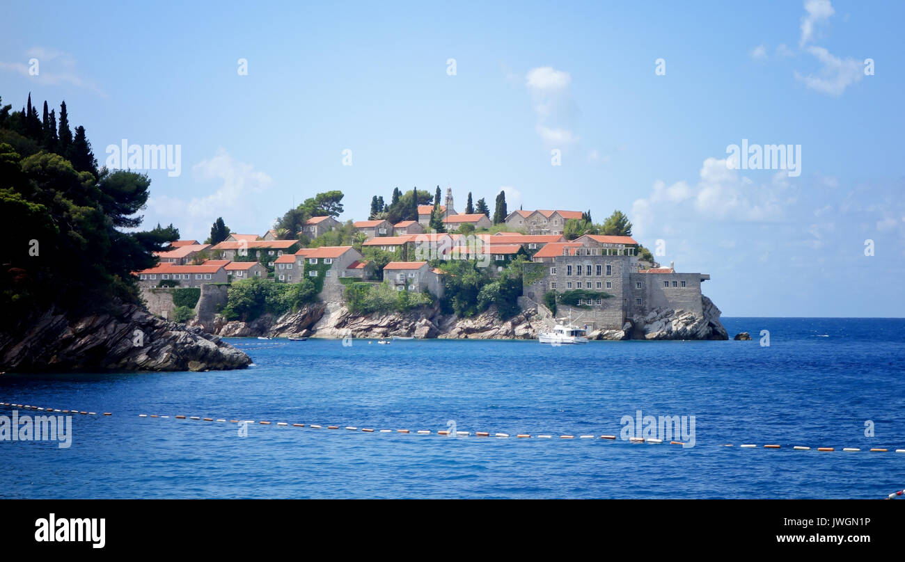 Dans l'île de Sveti Stefan, Budva, Monténégro Banque D'Images