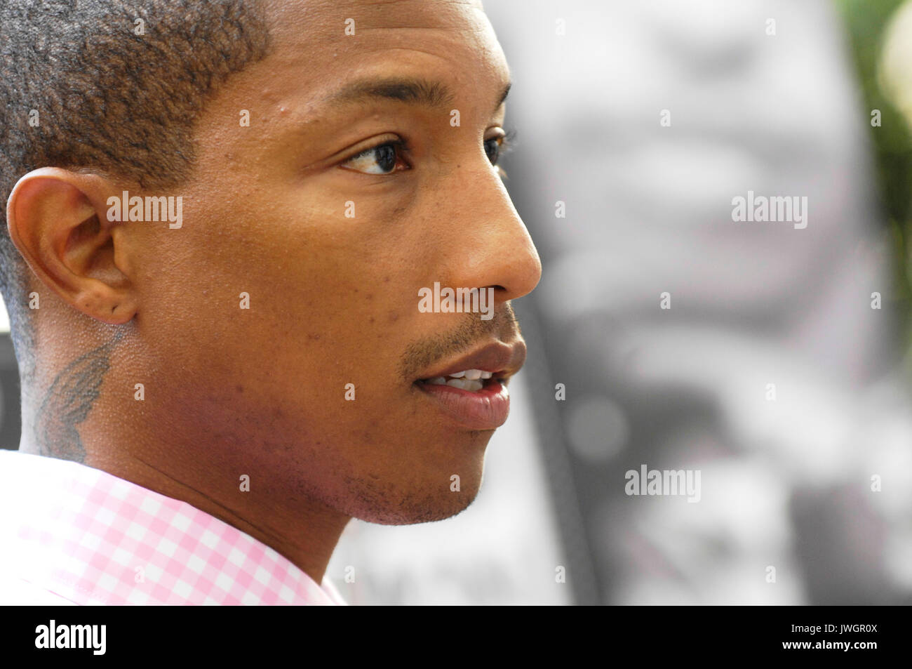 Pharrell Williams participe à la journée des médias, élément de Brooklyn Hotel Beverly Wilshire beverly hills Août 1,2009,en Californie. Banque D'Images