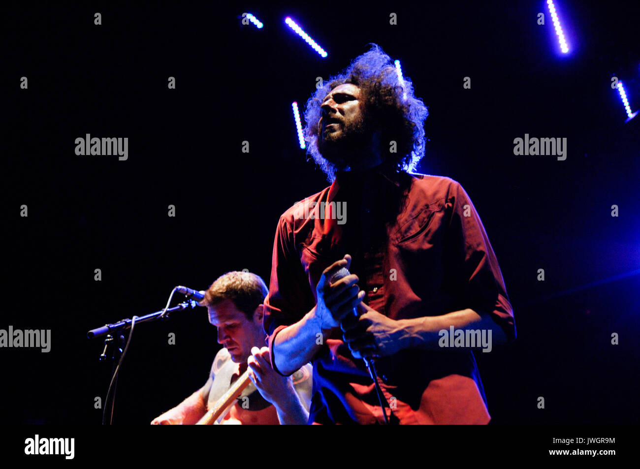 (L-r) tim commerford, Zack de la Rocha de rage contre la machine effectue 2007 festival rock sonnerie San Bernardino, ca Banque D'Images (L-r) tim commerford, Zack de la Rocha de rage contre la machine effectue 2007 festival rock sonnerie San Bernardino, ca Banque D'Images