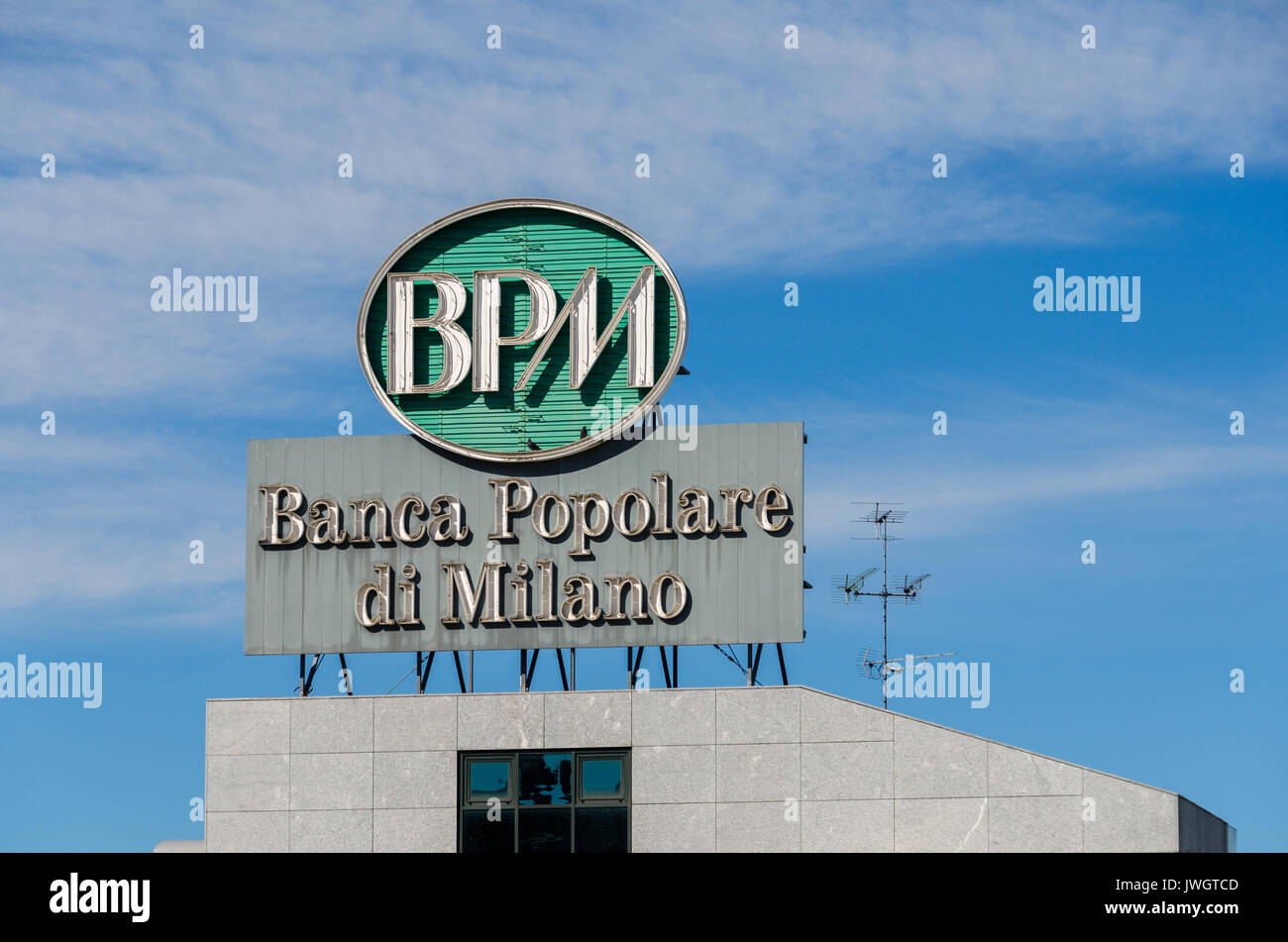 Banca Popolare di Milano S.p.A. appelé Bipiemme ou simplement BPM est une banque italienne basée à Milan, en Lombardie. Banque D'Images