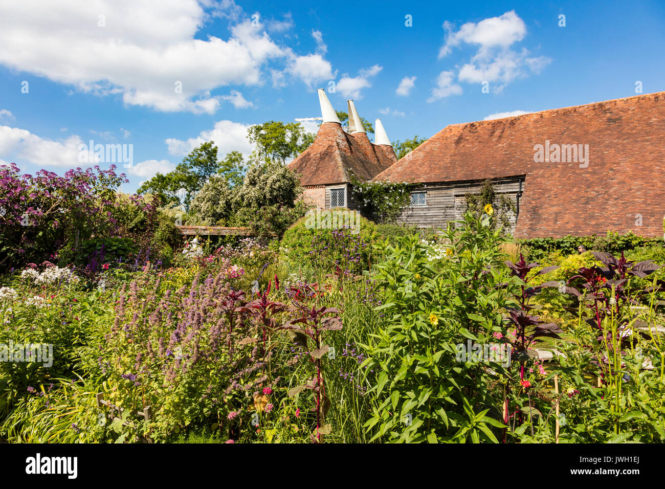 Un jour ensoleillé chaud étés août aux jardins de Great Dixter, Rye, East Sussex, UK Banque D'Images