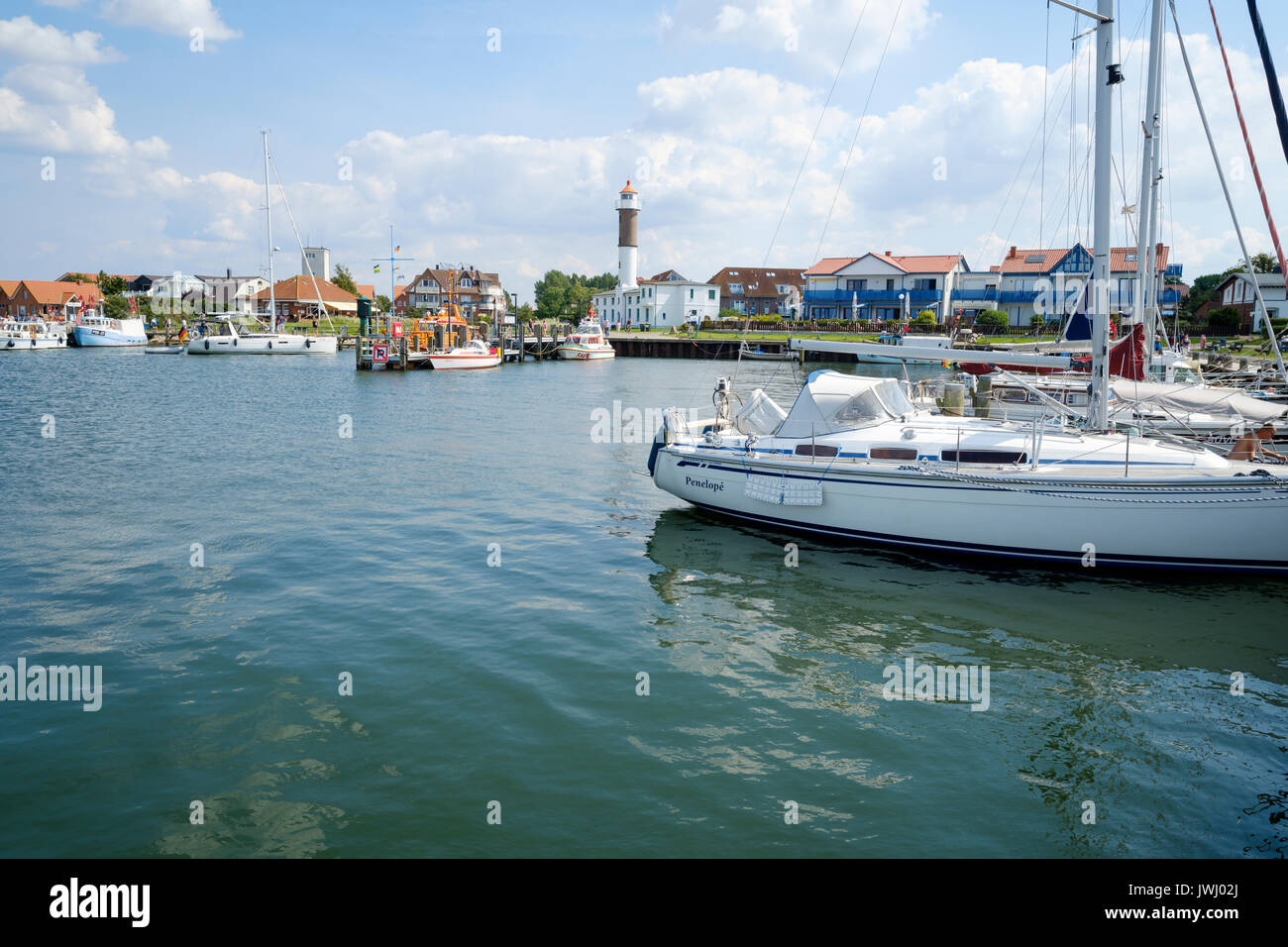 Timmendorf Port et Phare, Poel, Mecklenburg-Vorpommern, Allemagne Banque D'Images