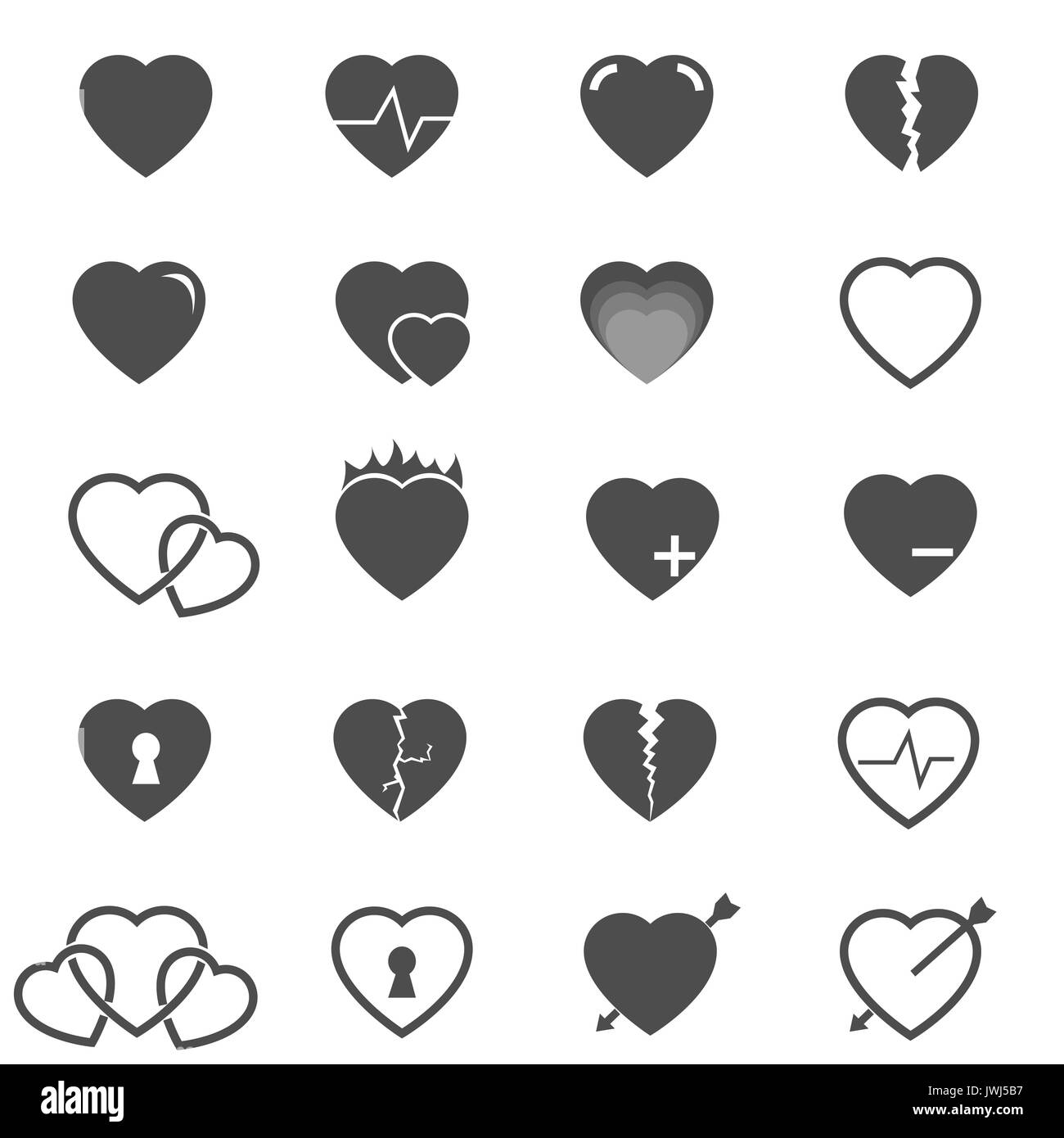 Coeur icons set vector Banque D'Images