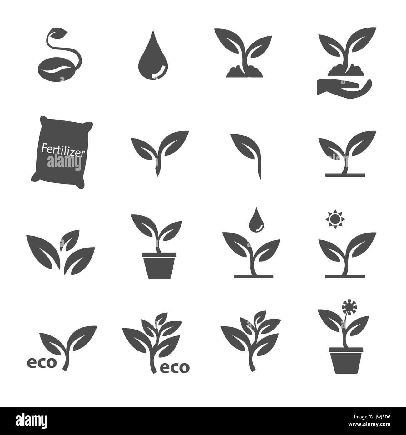 Plante et laisser vector icons set Banque D'Images