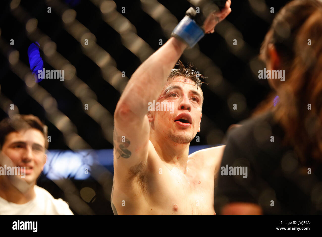 Brandon Moreno prend sergio pettis lors de l'ufc fight night 114 MEXICO,MEXIQUE Banque D'Images