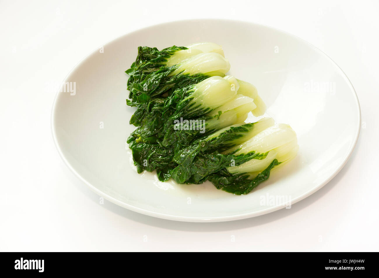 Petits Bok choy cuits à la vapeur Banque D'Images