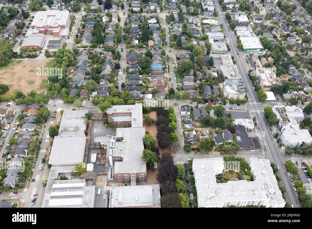 Vue aérienne de l'habitation à Wallingford, Seattle, WA, USA Banque D'Images