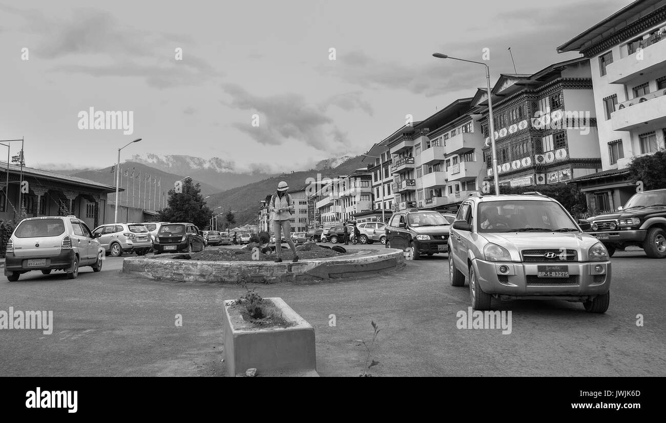 Thimphu, Bhoutan - Aug 29, 2015. Place principale au centre-ville à Thimphu, Bhoutan. En Asie du Sud, le Bhoutan se classe premier à la liberté économique, la facilité de faire busin Banque D'Images