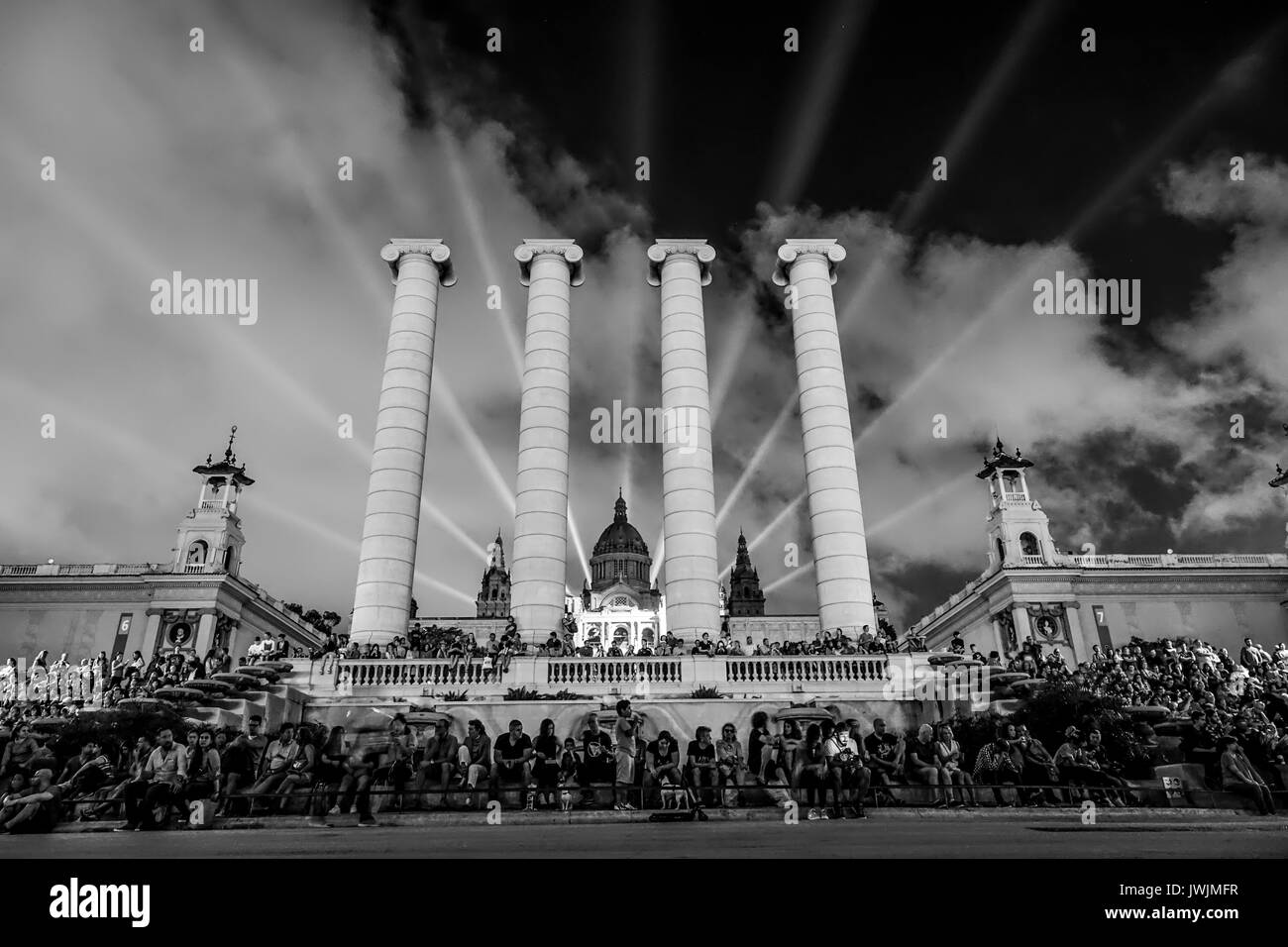 Plaça de Espanya - Palau Nacional - Les colonnes à Palau Nacional in Barcelona - BARCELONE / ESPAGNE - 2 OCTOBRE 2016 Banque D'Images