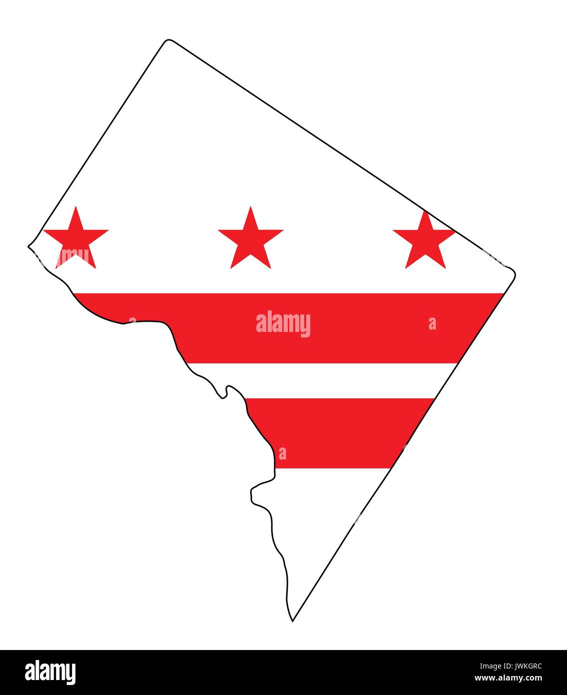 Carte de Washington DC sur un fond blanc avec drapeau l'Encart Illustration de Vecteur