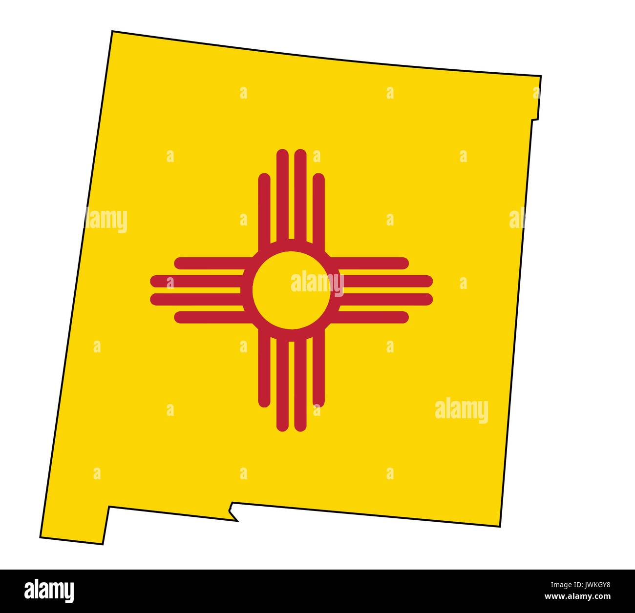 Carte de l'état du Nouveau-mexique drapeau avec l'Encart Illustration de Vecteur