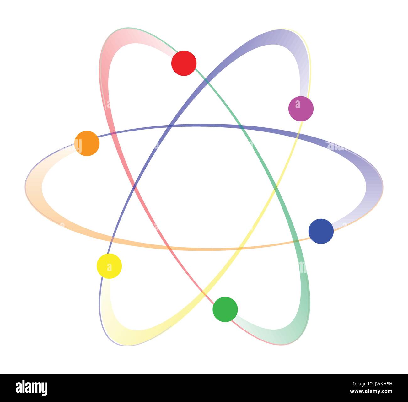 Les atomes dans le tourbillon de couleurs LGBT sur un fond blanc Illustration de Vecteur