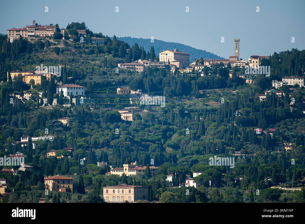 Fiesole ville vu de Florence, Toscane, Italie. 7 août 2016 © Wojciech Strozyk / Alamy Stock Photo *** *** légende locale Banque D'Images