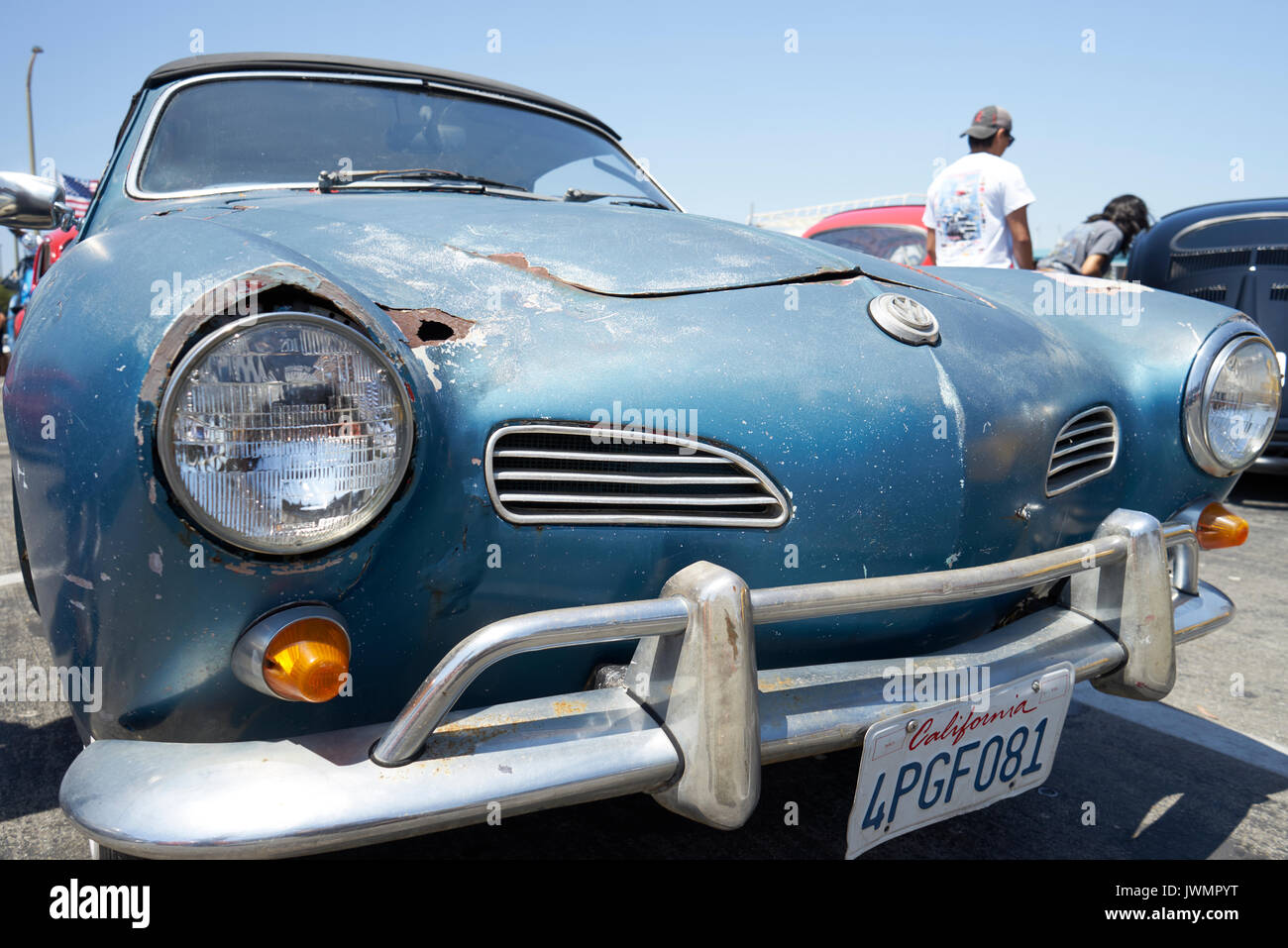 Les amateurs de voitures allemand se rassemblent pour socialiser et afficher leur Volkwagens vintage (et quelques Porsches) Banque D'Images