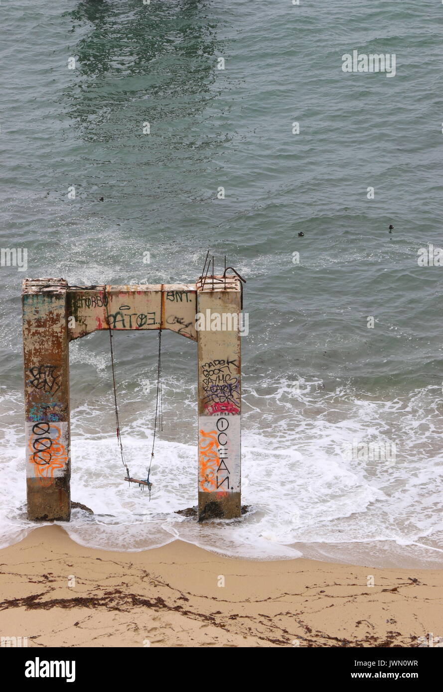 Ciment ancien piers, CA. Banque D'Images