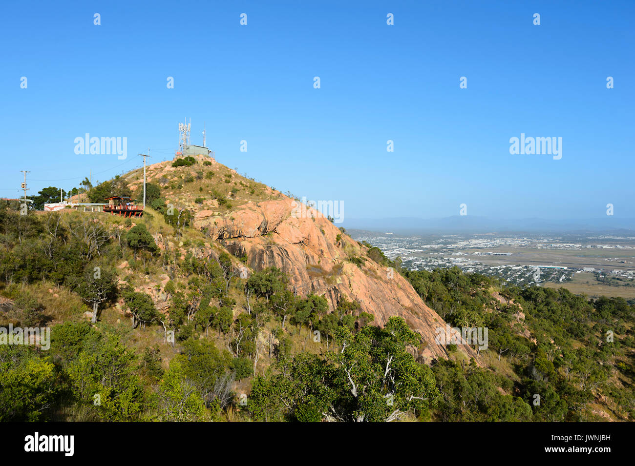 Vue de la colline du château, une populaire lookout 286m au-dessus de Townsville, Queensland, Queensland, Australie Banque D'Images