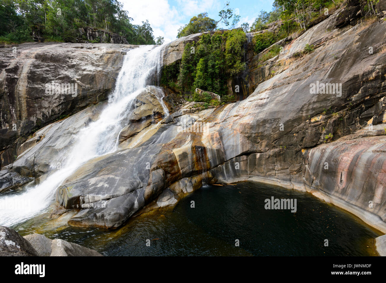 Vue de l'Unesco au Patrimoine Mondial de Murray Falls, Girramay National Park, Far North Queensland, Queensland, Australie, FNQ Banque D'Images