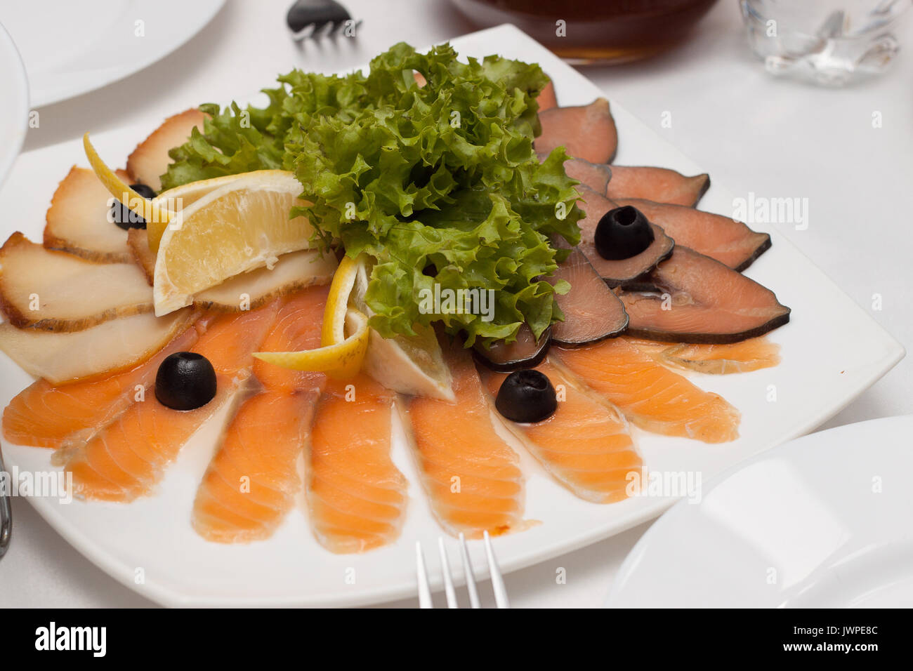 Spécialités de poisson à l'assiette Banque D'Images