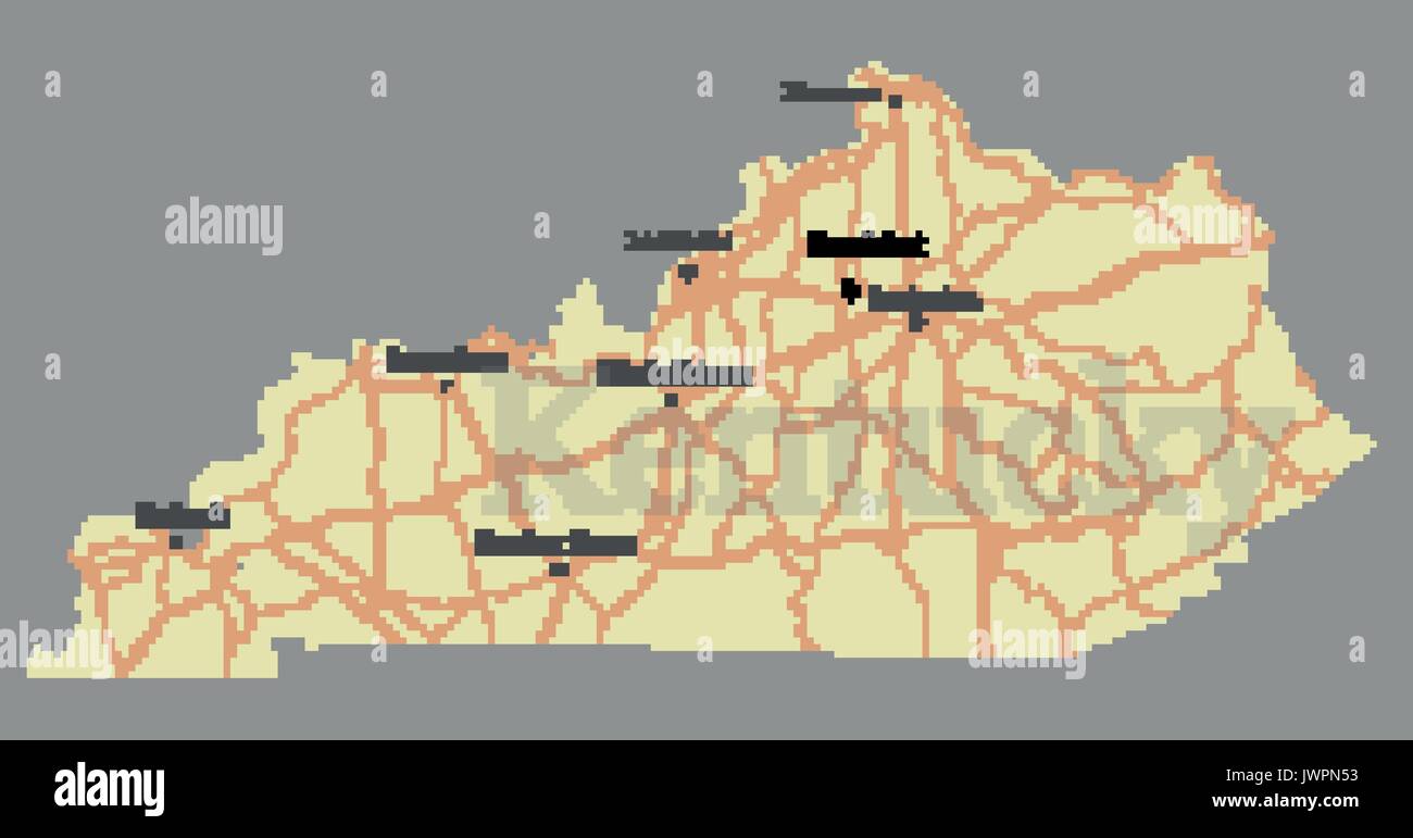 Kentucky vecteur précis détaillé avec carte de l'état exact de l'aide communautaire et active. Illustration pastel Original Icônes États-unis d'Amérique Illustration de Vecteur