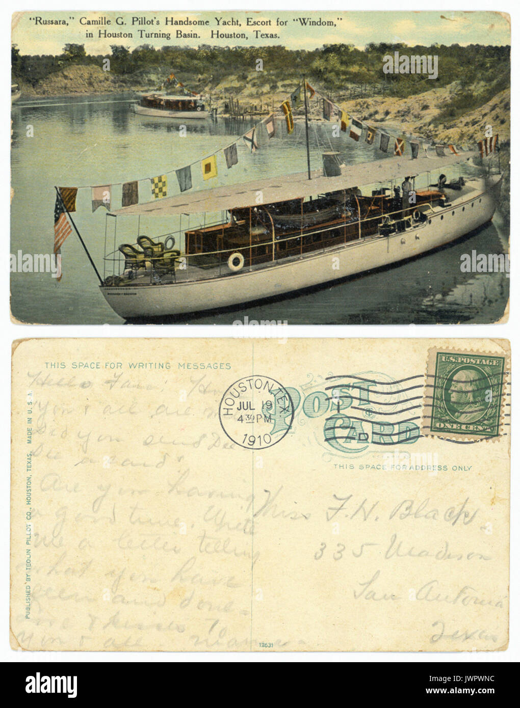 Russara', 'Camille G. Pillot's beau Yacht, escorte pour 'Windom,' à Houston d'évitage. Houston, Texas. Banque D'Images