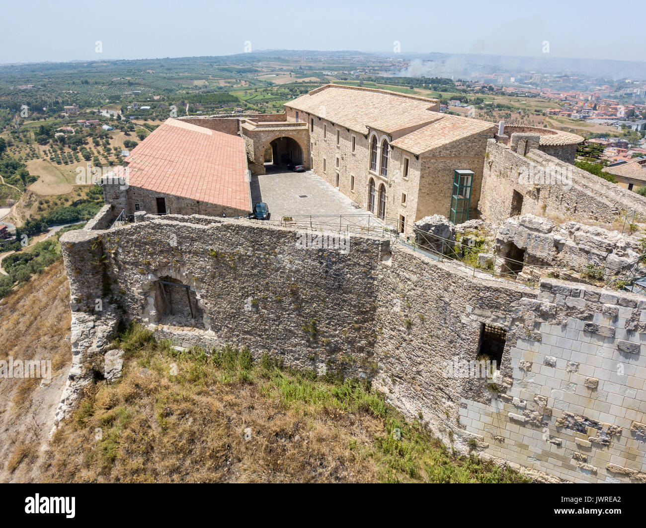 Vue aérienne de Normanno Svevo Castle, Vibo Valentia, Calabre, Italie Banque D'Images