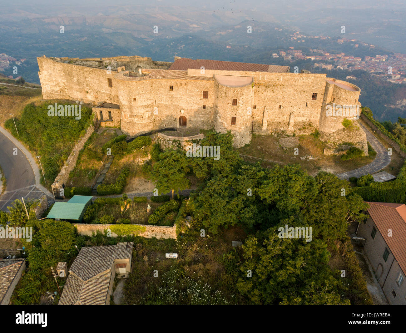 Vue aérienne de Normanno Svevo Castle, Vibo Valentia, Calabre, Italie Banque D'Images