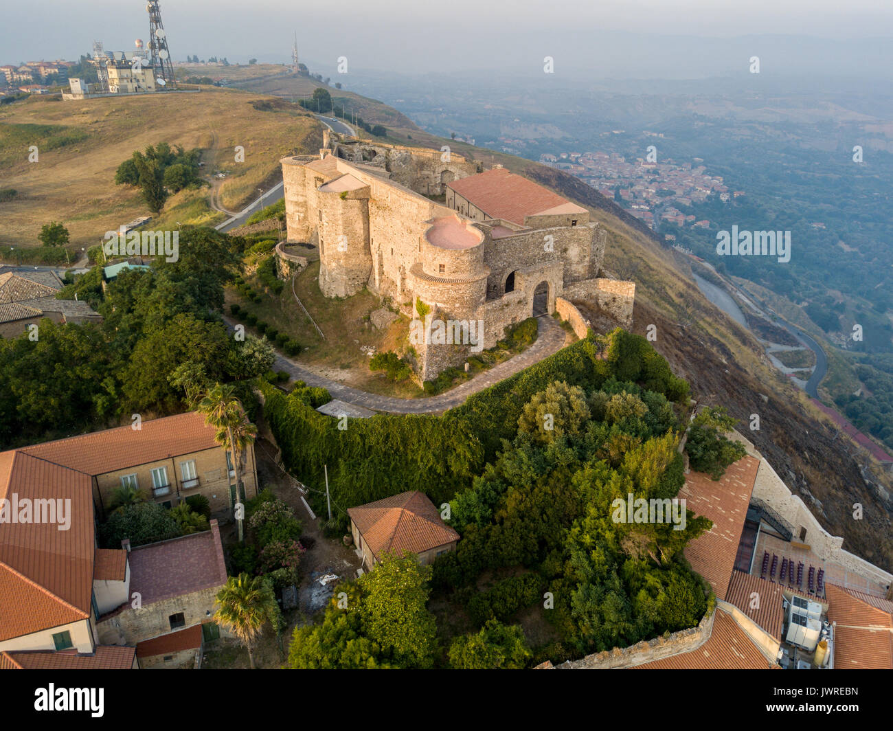Vue aérienne de Normanno Svevo Castle, Vibo Valentia, Calabre, Italie Banque D'Images