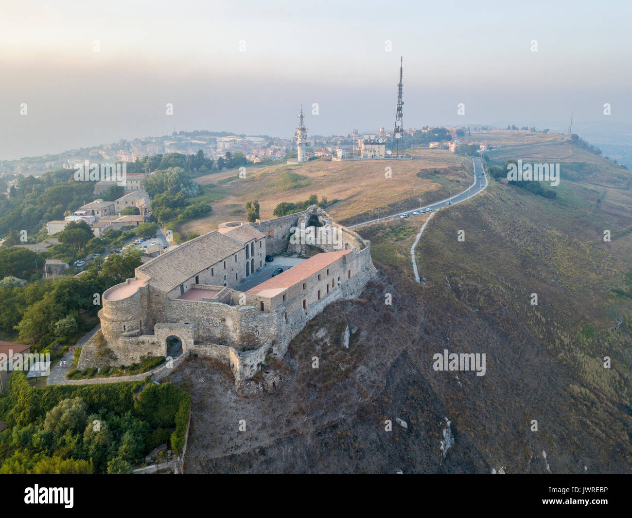 Vue aérienne de Normanno Svevo Castle, Vibo Valentia, Calabre, Italie Banque D'Images