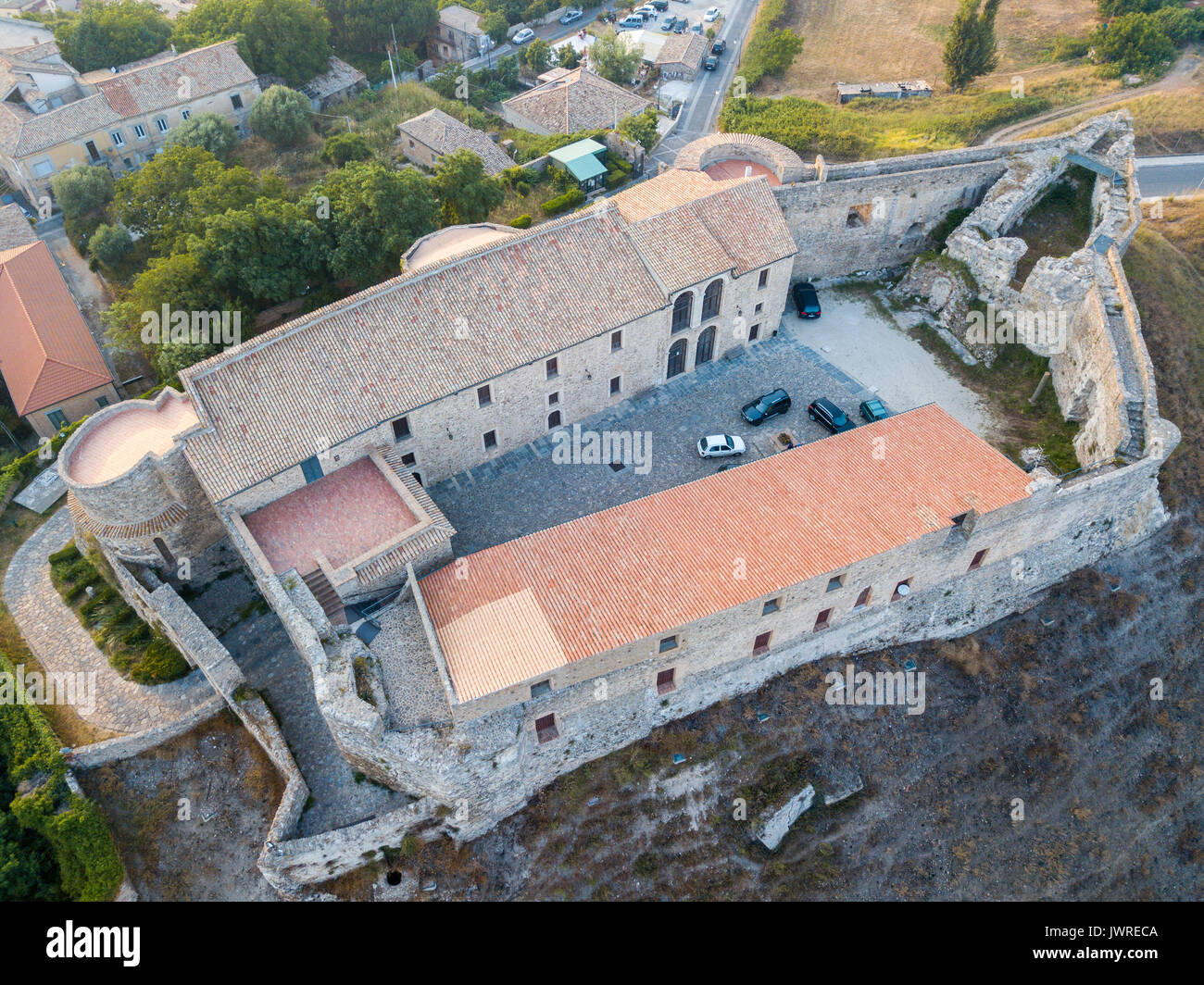 Vue aérienne de Normanno Svevo Castle, Vibo Valentia, Calabre, Italie Banque D'Images